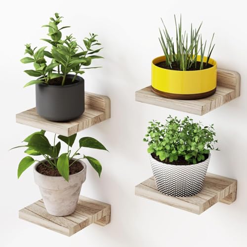 FACAIIO Schweberegale, rustikale Wandmontage, Holzregale für Badezimmer, Küche oder Schlafzimmer, 12,7 x 12,7 x 4 cm, dunkles karbonisiertes Schwarz, 4 Stück