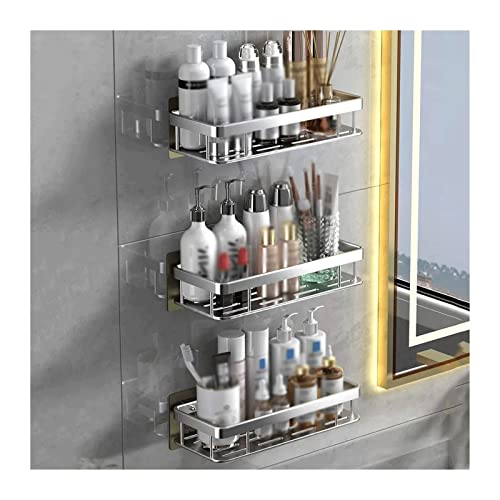 birene Wandmontiertes Badezimmerregal Lagerregal Toilette Einfaches Kunststoff-Lagerregal Toilettenwaschtisch Wandmontiertes Lagerregal Nicht perforiertes Lagerregal Badregal(Grigio,3)