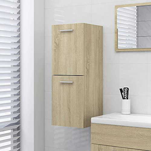 ZQQLVOO Badschrank, Midischrank, Schmal Badregal,Badezimmerschran k,Badezimmer Regal,Badkommode,Badmöbe l Bad Schrank,Sonoma-Eiche 30x30x80 cm Spanplatte