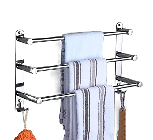 DKRAHRJJ Handtuchhalter, Handtuchhalter Wandmontage, Handtuchregal Edelstahl Handtuchhalter Küche Bad Toilette Hängende Handtuchhalter Bad Regal/Three Layers/50Cm