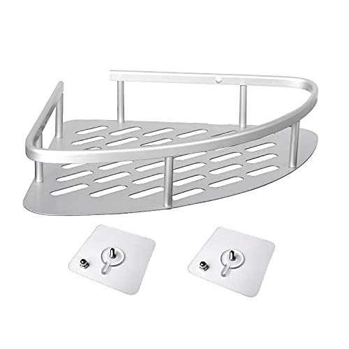 SIMSA-Expert Eckduschablage ohne Bohren Duschregal Dusche Badezimmer Wandregal Badregal Aluminium Silber Badregal (1x Eckregal)