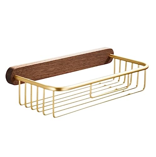 Duschablage Badregal Badezimmer Regal Wandmontierter Duschkorb, Ohne Bohren, Badregal, Holz, Raumaluminium, Für Badezimmer, WC Duschregal Duschkorb (Color : Gold, Size : 30 * 14cm)