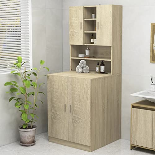 Xichuzi Waschmaschinenschrank Sonoma-Eiche 70,5x25,5x90 cm Toilettenschrank, Überbauschrank, Waschmaschinenregal, Aufbewahrung Über Der Waschmaschine, Regal Für Toilette, Waschmachinenüberschrank