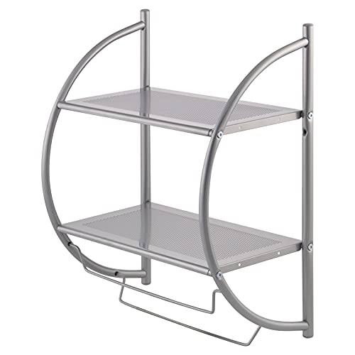 bremermann Badezimmerregal 2in1, 2 Ablagen, 2 Handtuchhalter, 44,5 x 54,5 cm (Grau)