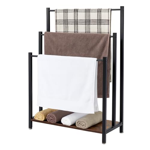 Dhouse Handtuchhalter Stehend 57 x 28 x 83 CM Handtuchständer Handtuchhalter Freistehend für Badezimmer Handtuchleiter stehend mit 3 stangen Handtuchhalter Ohne Bohren für Badetücher Kleidung Decken Z