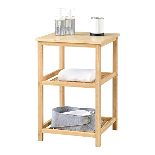 [en.casa] Bambus Standregal Ikerasak Badregal 60 x 40 x 40 cm Regal für Badezimmer Küche mit 3 Ebenen Küchenregal Bambusregal Holz stehend