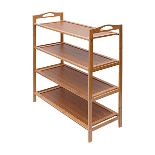 Queeucaer Badezimmer Regal Stehend Holz Ablagen Belastbarkeit Küche Standregal Holzregal Bücherregal Klarlack Bambus NEU Schuhregal Badregal Küchenregal 4 Böden Bad