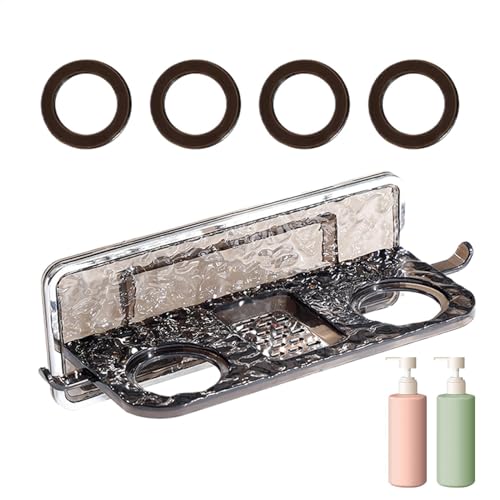 Uonguon Duschhaken, Shampoo-Standregal, Shampoo- und Conditioner-Flasche, kein Bohren, stabile Konstruktion, Spenderregal, Wandhalterung für Badezimmer, 18 x 8 x 7 cm