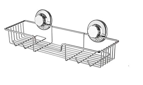 SANNO Starke Saugnapf-Duschablage Bad Regal Lagerung, Combo Organizer Korb für Shampoo, Conditioner, Seife, Rasiermesser Bad-Accessoires - Rostfreier Edelstahl