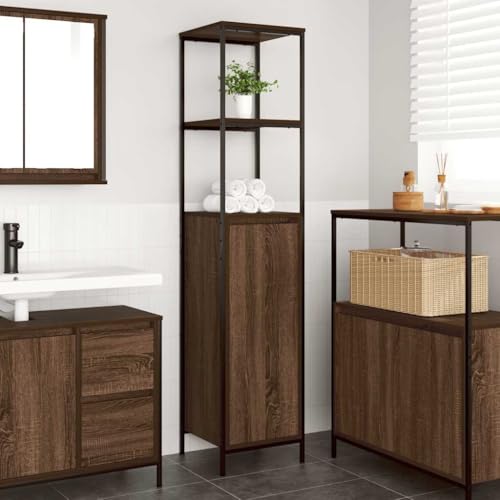 Xichuzi Badschrank mit Regalen Braun Eichen-Optik 36x35x165 cm, Bad Kommode, Badezimmer Möbel, Badzimmer Schrank, Aufbewahrungsschrank, Bad Schrank - 861911