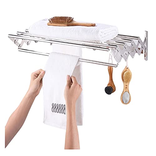Generisch Handtuchhalte Multifunktionaler Teleskop-Kleiderständer Edelstahl-Badregal Dicker Handtuchhalter rostfrei langlebig faltbar Kleiderständer Hohe Ambition