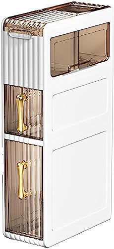 RDWQDGJG Schmaler Badezimmer-Aufbewahrungss chrank mit Toilettenpapierhalter, 3-stufiges Standregal für Enge Räume, Keine Installation erforderlich