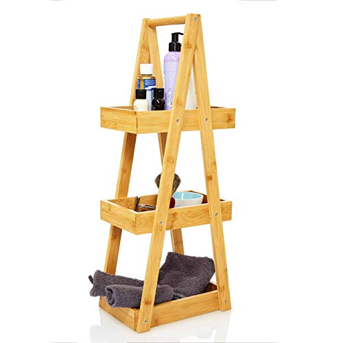 bambuswald© Badregal (ca. 66x26x18cm) aus 100% Bambus & absolut nachhaltig | Aufbewahrungsregal Badezimmerregal Korbregal Duschregal Ablageständer Ablageständer Organizer Allzweckregal