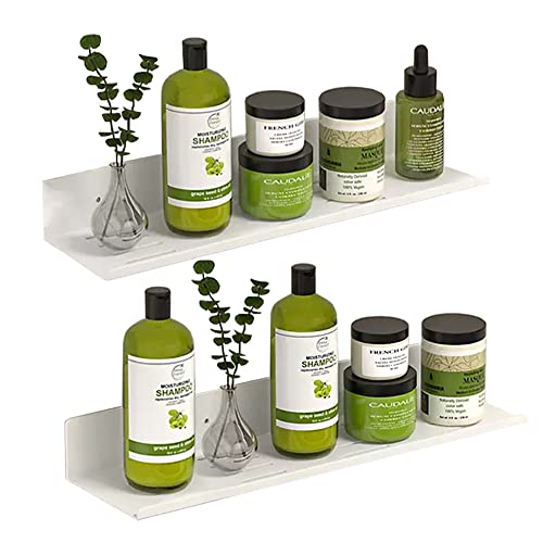 Biutimarden Duschablage Ohne Bohren,2 Stück Selbstklebend Duschkorb Edelstahl Wandmontage Rostfreier Schnelle Entwässerung Duschregal Badezimmer Organizer Regal Badregal(30CM,Weiß)