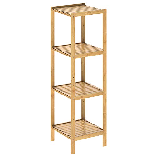 Casaria® Badezimmer Regal Bambus 4 Ablagen Belastbarkeit 40kg 110x33cm Bad Küche Kinderzimmer Wohnzimmer Bücherregal Holzregal Mehrzweckregal Braun