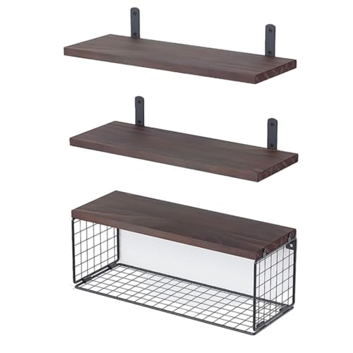 Farmhouse Styles Badregale Set mit 3 eleganten Designs Holz Schweberegal Zubehör für Toilettenpapier und Handtücher