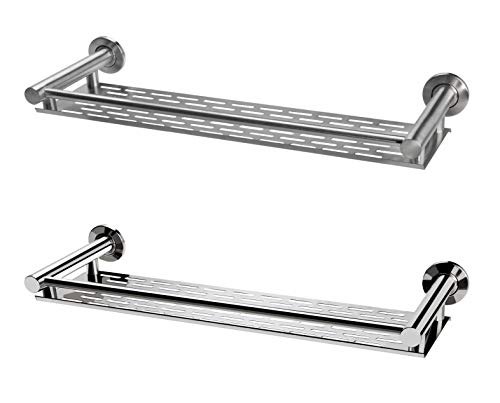 Edelstahl Wandregal, Küchenregal, Badregal, in Oberflächen Edelstahl gebürstet oder Edelstahl Chrom und in 5 Größen zum auswählen (60cm, Edelstahl gebürstet)