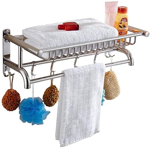 Handtuchhalter, Handtuchhalter, Badregale, Duschecke, an der Wand montiertes Lagerregal, 2-lagiger Haken-Handtuchhalter für Küchen-Badezimmerregale