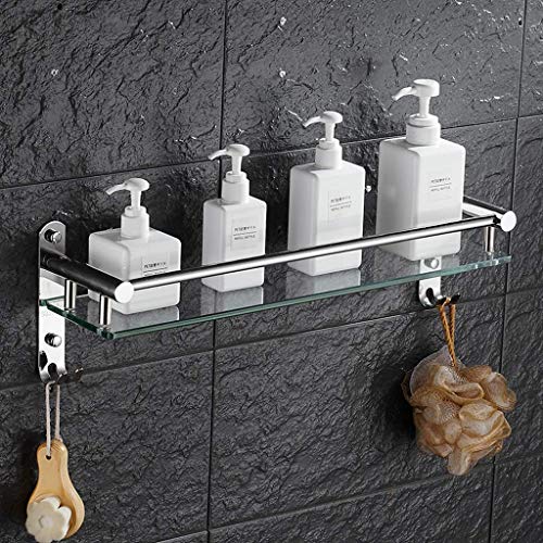 MKKSLR Glasregal Bad Regale Mit Handtuchhalter Edelstahl Dusche Caddy Bad Korb Lagerregal 4,30 (Größe: 51 cm)