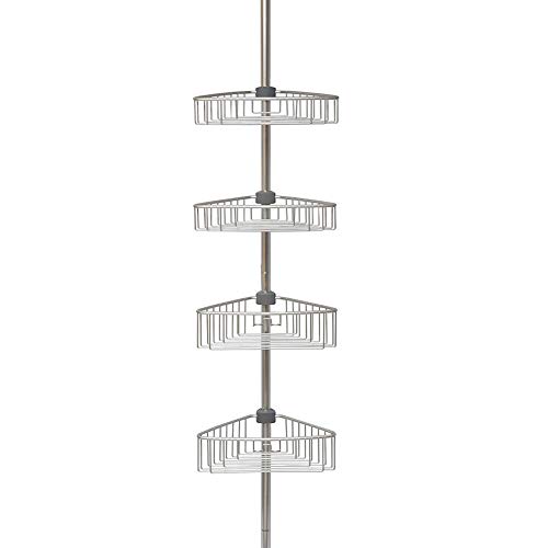 Teleskop Duschregal, Badregal mit Vier höhenverstellbaren Körben. Max. Höhe von ca. 270 cm. Aus Aluminium
