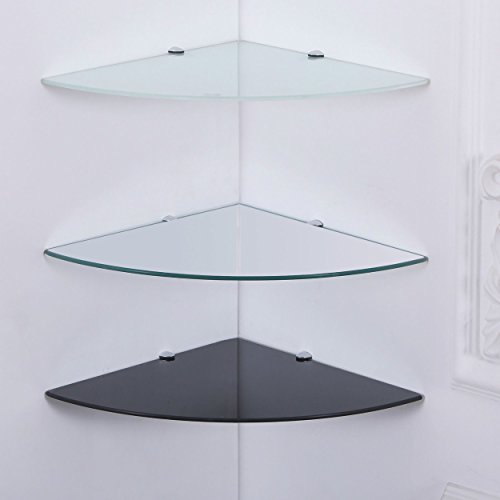 25x25 cm Eckregal Klar-Glas 6mm Sicherheitsglas Glasboden Glasplatte Glas-Regal Glasscheibe Wand-Regal Eck Regal Eck-Ablage Regal-Halterungen